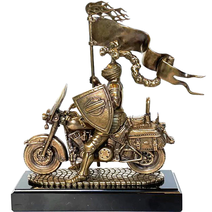 The author's bronze sculpture "Knight on a Harley"